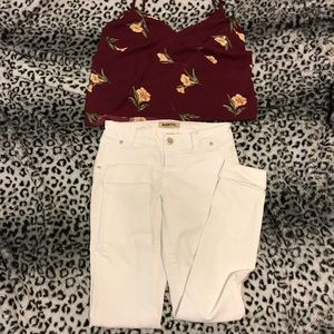 Blue spice white pants with tank top blouse bundle